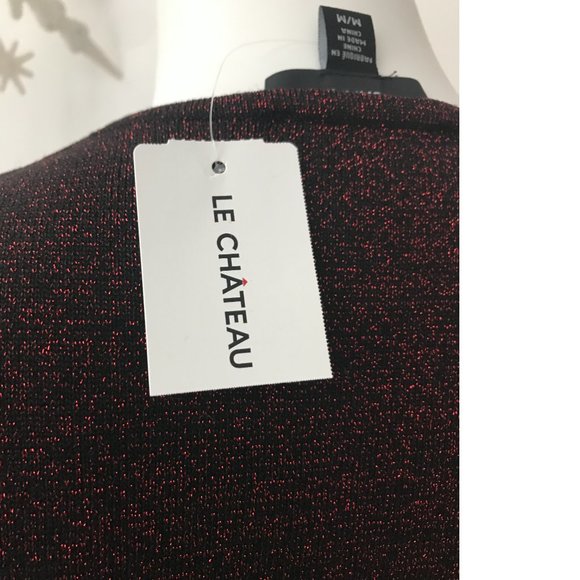 Le Chateau Red Black sparkly top tank blouse sleeveless v-neck stretchy NWT - Picture 4 of 4